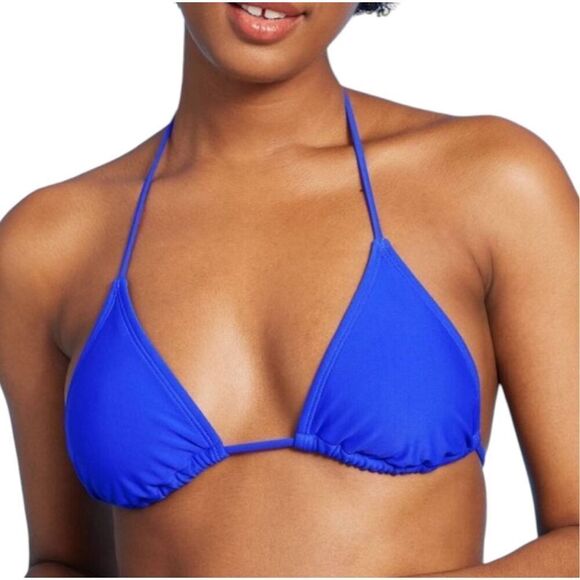NEW Wild Fable Thin Strap Triangle Blue Bikini Top M - Picture 1 of 6